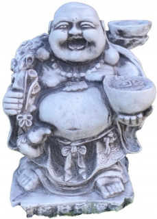 Buddha s miskou betónovou postavou
