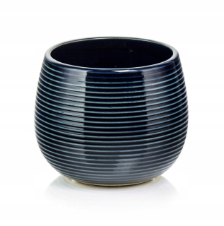 Obal na kvetináč - Keramická guľatá guľa s 15 cm modrý kobalt