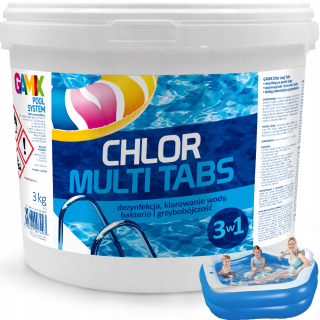 Bazénová chémia - MULTIFUNKČNÉ CHLÓROVÉ TABLETY 3v1 3KG 200G GAMIX