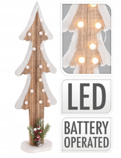 Drevený vianočný stromček 15 LED ornament 60 cm