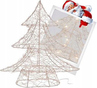 Malý vianočný stromček vyrobený z kovu 20 LED zlaté batérie 30 cm