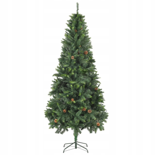Umelý vianočný stromček 210 cm zelený + kužele