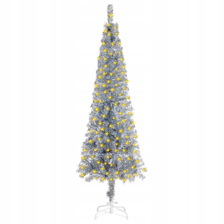 Striebro LED umelý vianočný stromček 180 cm