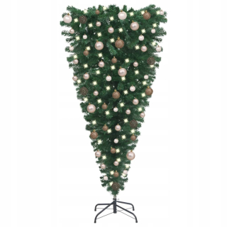Umelý vianočný stromček invertovaný LED + BAUBLES 150 cm