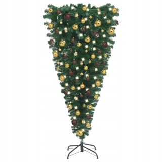 Umelý vianočný stromček invertovaný LED + BAUBLES 180 cm