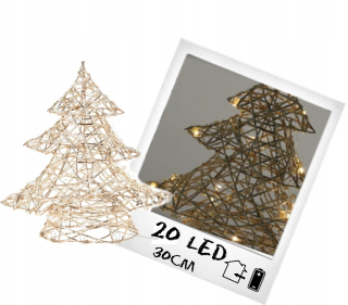 KOVOVÝ STROMČEK 20 LED 30CM ZLATÝ ČASOVAČ