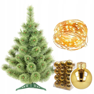 Celý vianočný stromček nasekaný - 50 cm Baubles+Svetlá