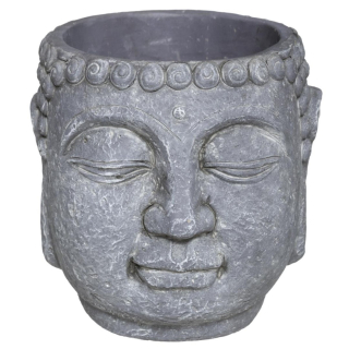 Záhradný kvetináč - Cementový kvetináč Buddha, sivý.Moderná forma, priemer 17,5 cm, štýlový