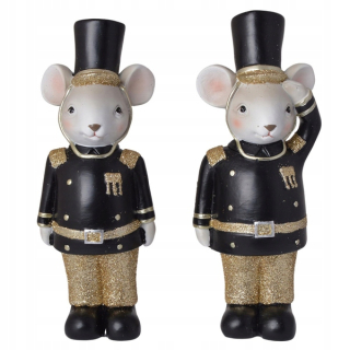Keramická myš v čiernej uniforme 17,5 cm