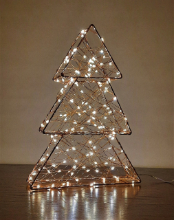 Vianočný strom 140 LED kov 3d 29 cm meď