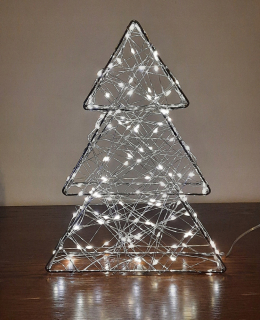 Vianočný strom 140 LED kov 3d 29 cm striebro