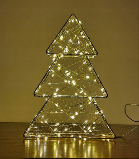Vianočný strom 140 LED kov 3d 29 cm zlato