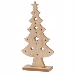 Ozdobný drevený vianočný stromček 32cm hviezda
