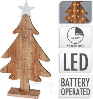 Drevený vianočný stromček s bielym hviezdou 50 cm LED