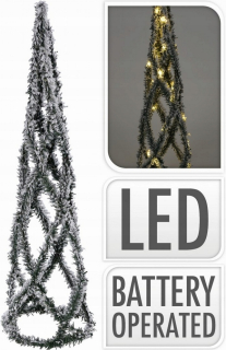 30 LED vianočný stromček so snehom, 60 cm zelený