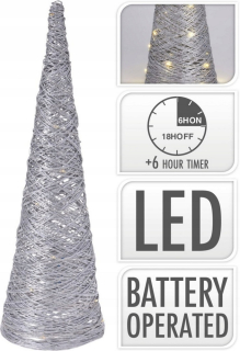 Rattan vianočný stromček 20 LED striebro 40 cm