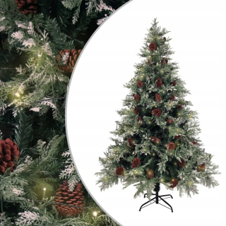 Vianočný stromček s LED a zelene bielymi pichesmi 150 cm PVC