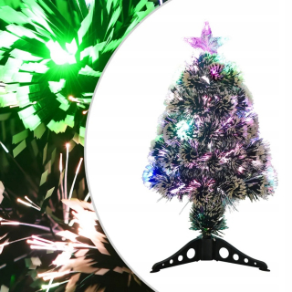 Vianočný stromček s LED žiarovkami, zelený a biely, 64 cm, svetlo