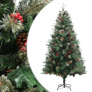 Vianočný stromček s kužeľmi, zelený, 195 cm, PVC a PE