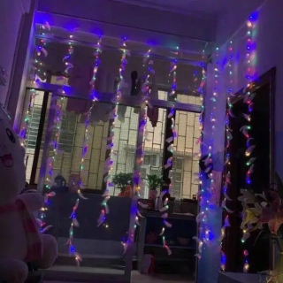 Svetelný stĺp do záhrady - Vianoce 3M Strip Light Feather String Light Fairy Curtain Light Copper