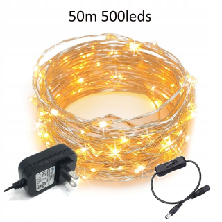 Svetelný stĺp do záhrady - DC 12V LED medené drôtové svetlá s medenými strunami 5 m-100 m dekorácie vonkajšie