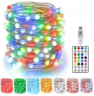 Svetelný stĺp do záhrady - DC5V USB LED reťazec 32-key WS2812B RGB Point Control Magic Color Copper