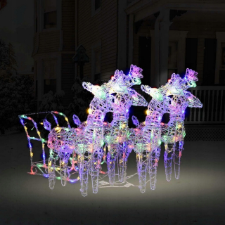 Vianočná dekorácia sob s sánkami240 LED, AK