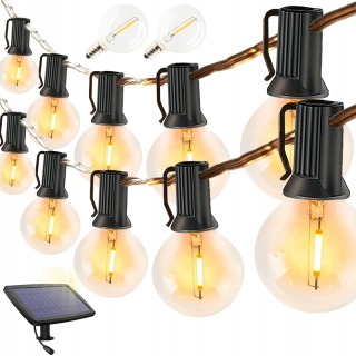 Záhradné girlandy - Dlhé solárne svetlo Garlandské záhradné lampy 10,3 m +30x 3W LED žiarovka