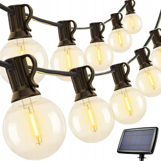 Záhradné girlandy - Záhradné lampy s dlhým solárnym svetlom Garland 14,5 m +50x LED žiarovka 5W