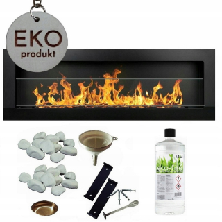 Dlhý bio krb 1200x400 čierny so skleneným 120x40 cm
