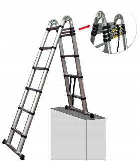 FreeBrop Teleskopický rebrík 3,8 m 2xstab /schody