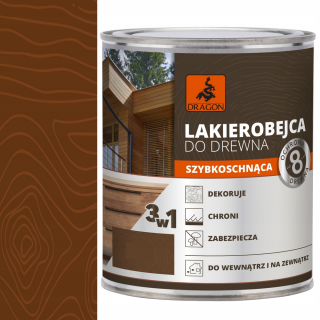Laky, farby na záhradný nábytok - Dragon 3in1 Drevový lak pre drevo 5l orech