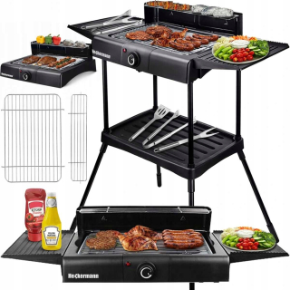 Elektrický záhradný gril - VEĽKÝ ELEKTRICKÝ ZÁHRADNÝ GRIL STOJACÍ 2000W 2v1