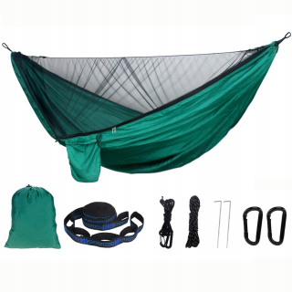Záhradná hojdacia sieť hamak - Veľká hojdacia sieť s sieťou komárov a 290x140 cm