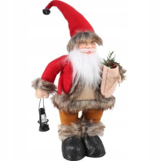 Veľký Santa stojaci s vianočnou lucernou lampáš