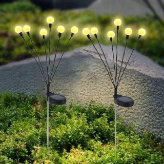 Solárna zapichovacia záhradná lampa - Dekoratívna základná lampa Firefly pre solárnu batériu 10 LED set 2 ks