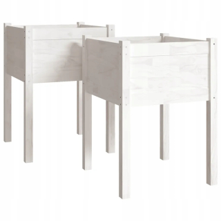 Záhradný box- Záhradné kvetináče, 2 ks, biele, 50x50x70 cm, drevené