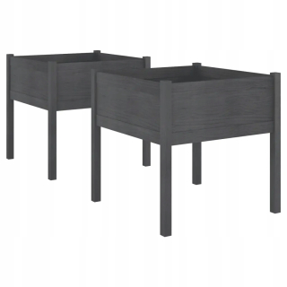 Záhradný box- Záhradné kvetináče, 2 ks, sivé, 70x70x70 cm, borovica