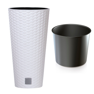 Kvetinový hrniec + trubica 20cmx38cm ratanová kazeta biela