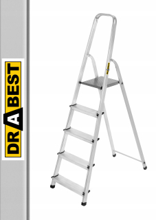 Domáci hliníkový rebrík 5 stupňov DRABest +HAK