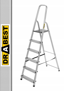 Domáci hliníkový rebrík 6 stupňov DRABest +Hook