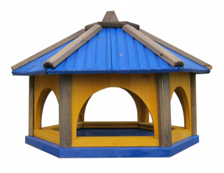 Veľký drevený kŕmny modrý XXL Birds s záhradným stojanom