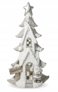 Veľký žiariaci dom vedený vianočný stromček s Santa Claus 89x48