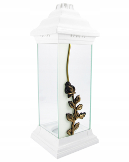 Veľká sviečka, sklenená lampa s ružou 38 cm