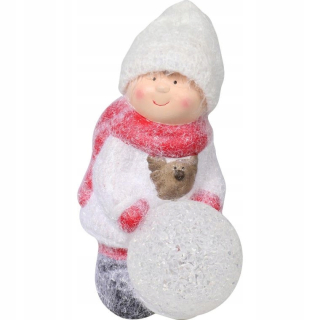 Keramická figurína s LED chlapcom s guľkou 15 cm