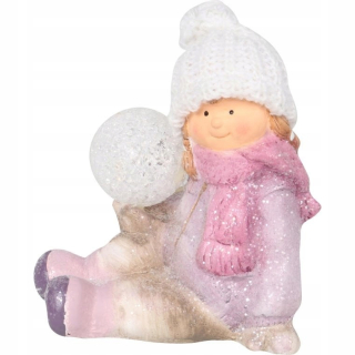 Keramická figurína s LED dievčaťom s guľkou 17 cm