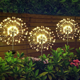 Solárna zapichovacia záhradná lampa - FIREWORK LED púpava Solárne závesné svietidlo Shaxxz 100 cm 6 ks.