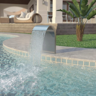 Fontána pre bazén z nehrdzavejúcej ocele 45x30x65cm striebro
