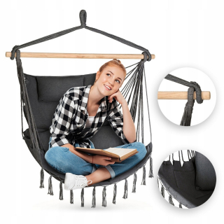 Záhradná závesná stolička - Brazílska stolička závesné boho hojdačka hammock xxl