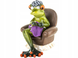 Figurína 11 x 8,5 x 10,5 cm - babička žaby na kresle